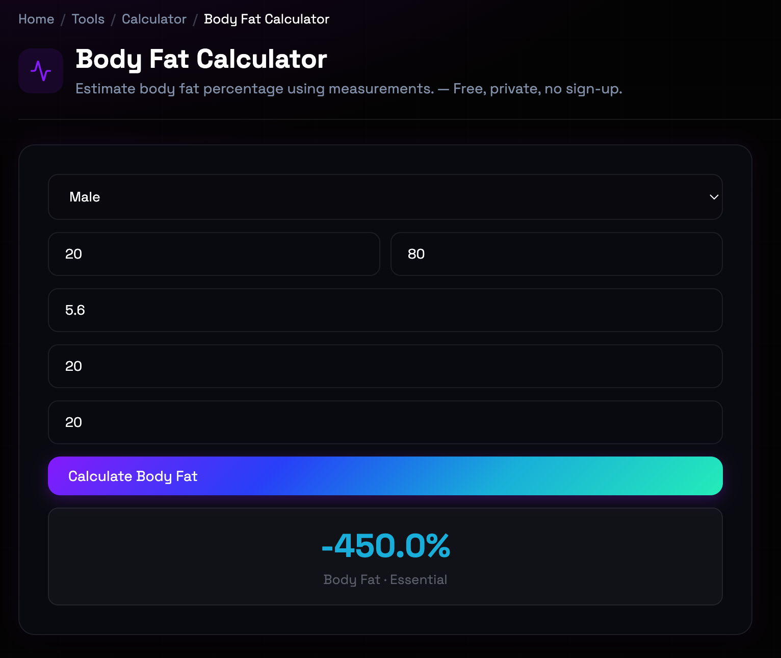 How to use Body Fat Calculator online — free, fast, and private